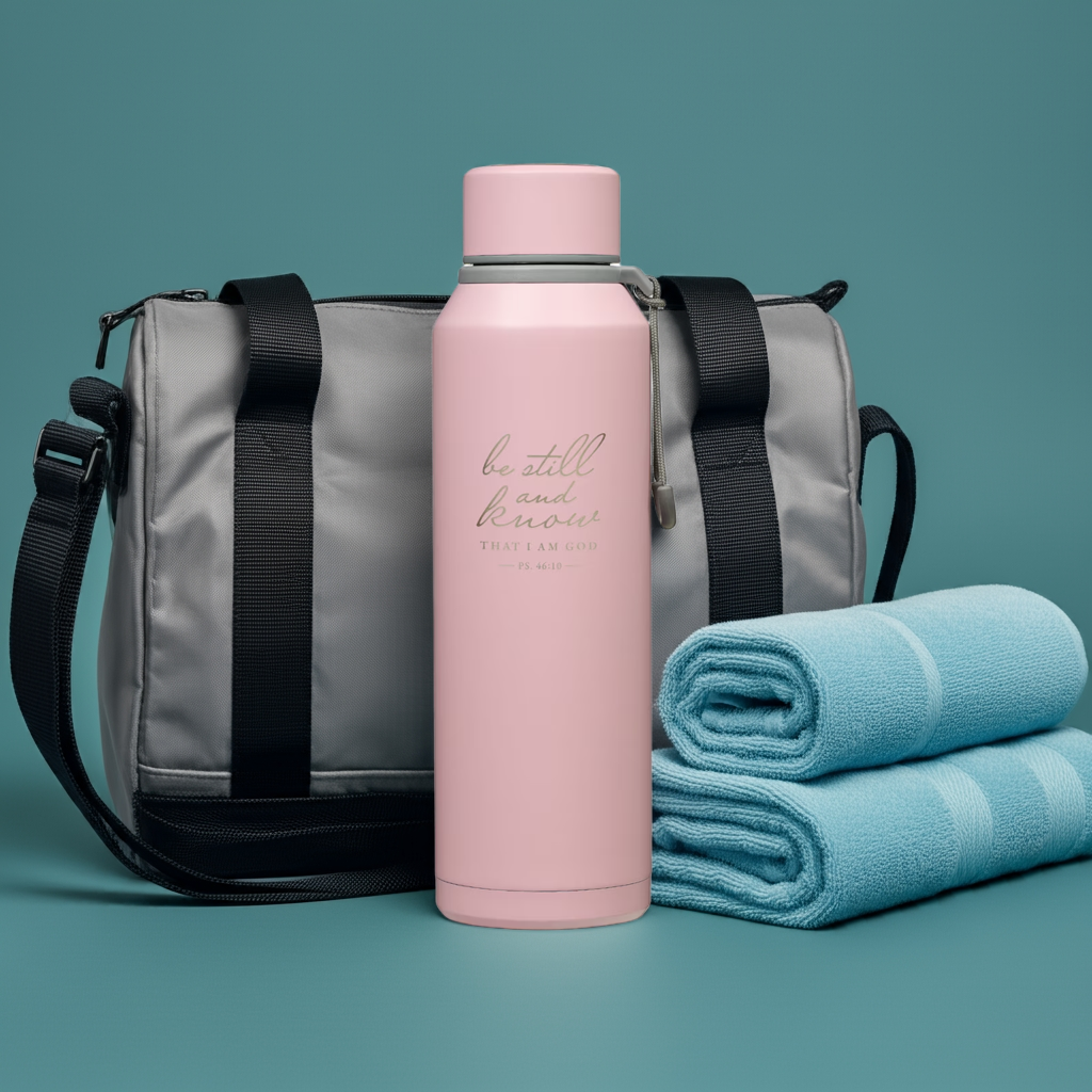 Be Still Pink Scriptural Stainless Steel Water Bottle - Psalm 46:10