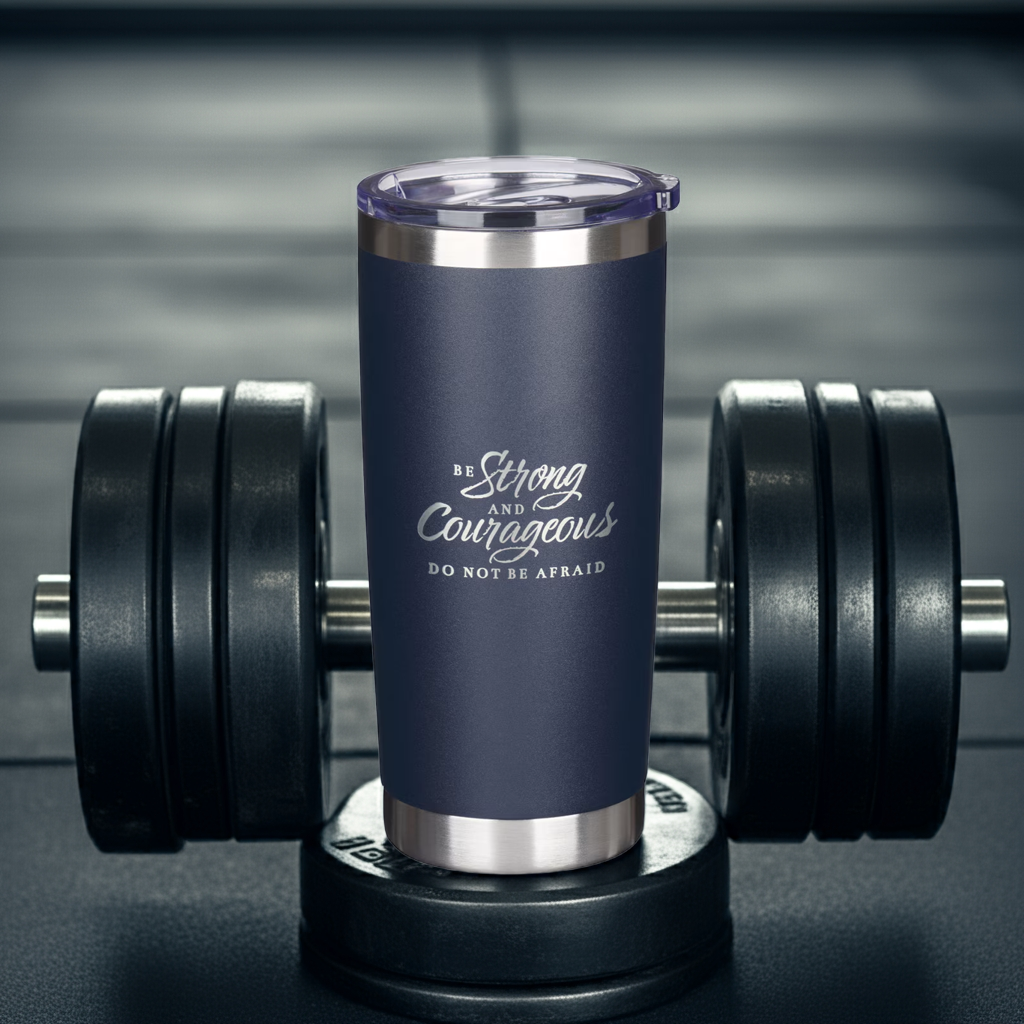 Be Strong and Courageous Scriptural Stainless Steel 18oz. Travel Tumbler - Joshua 1:9