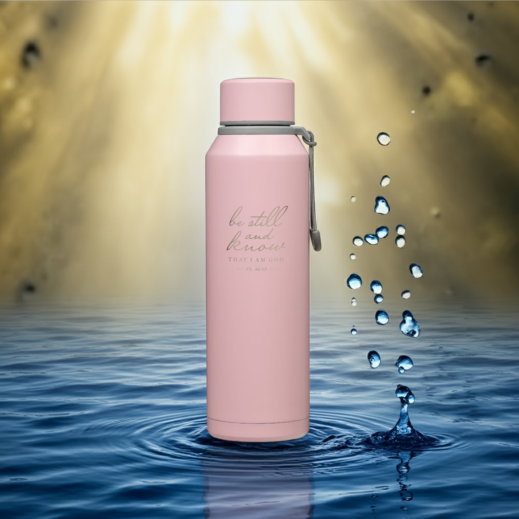 Be Still Pink Scriptural Stainless Steel Water Bottle - Psalm 46:10