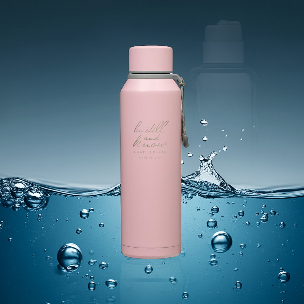 Be Still Pink Scriptural Stainless Steel Water Bottle - Psalm 46:10