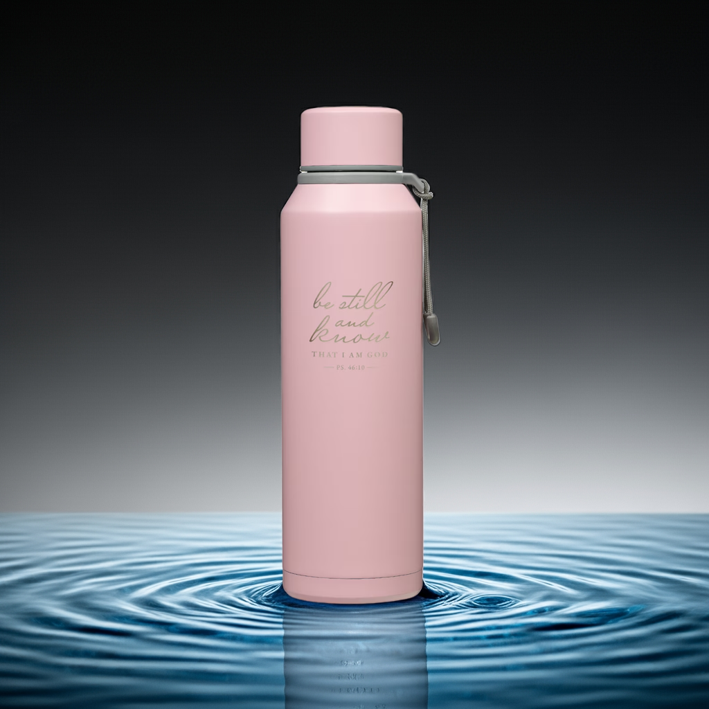 Be Still Pink Scriptural Stainless Steel Water Bottle - Psalm 46:10