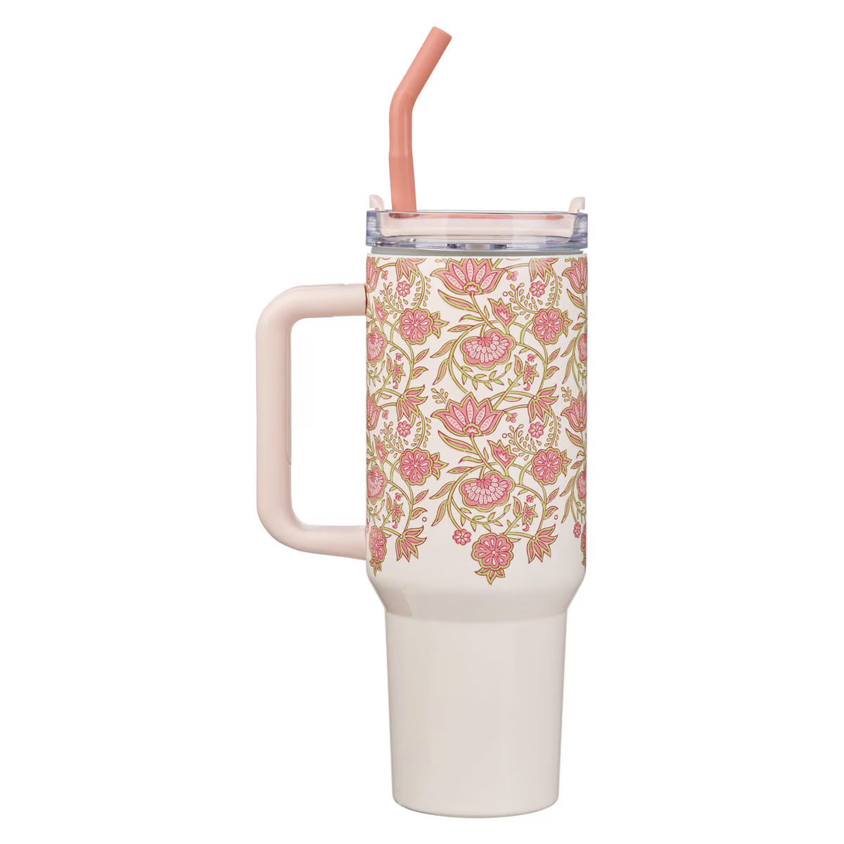 Be Still and Know Pink Spring Floral 40 Oz Tumbler with Reusable Straw