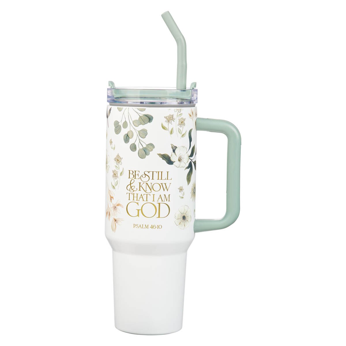 Be Still &amp; Know Teal 40 Oz Tumbler with Reusable Straw