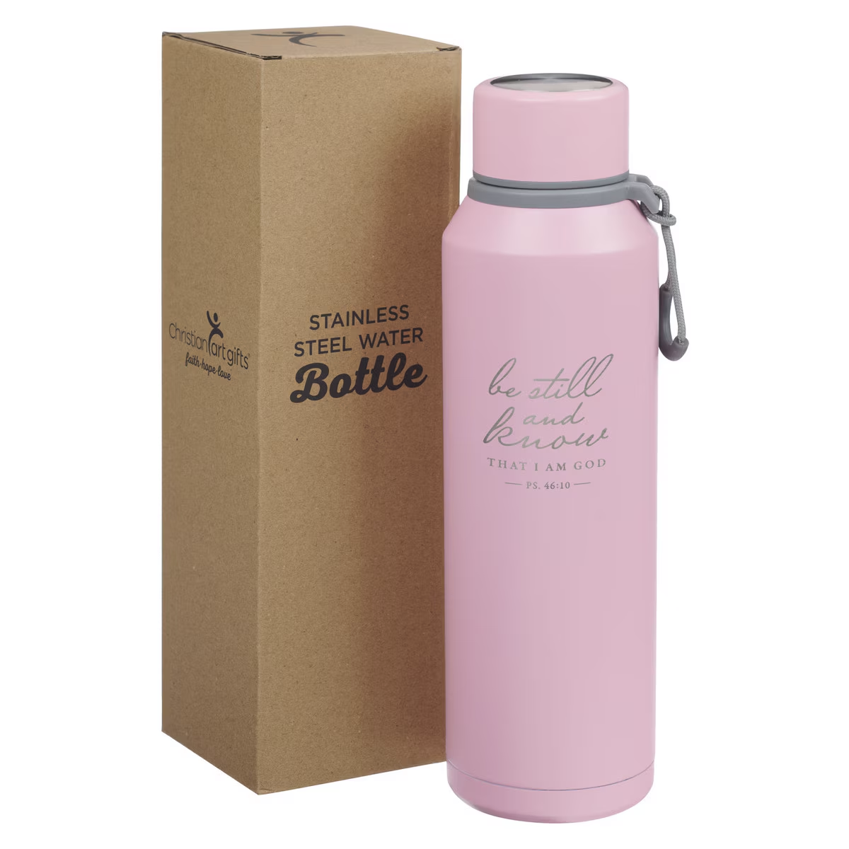 Be Still Pink Scriptural Stainless Steel Water Bottle - Psalm 46:10