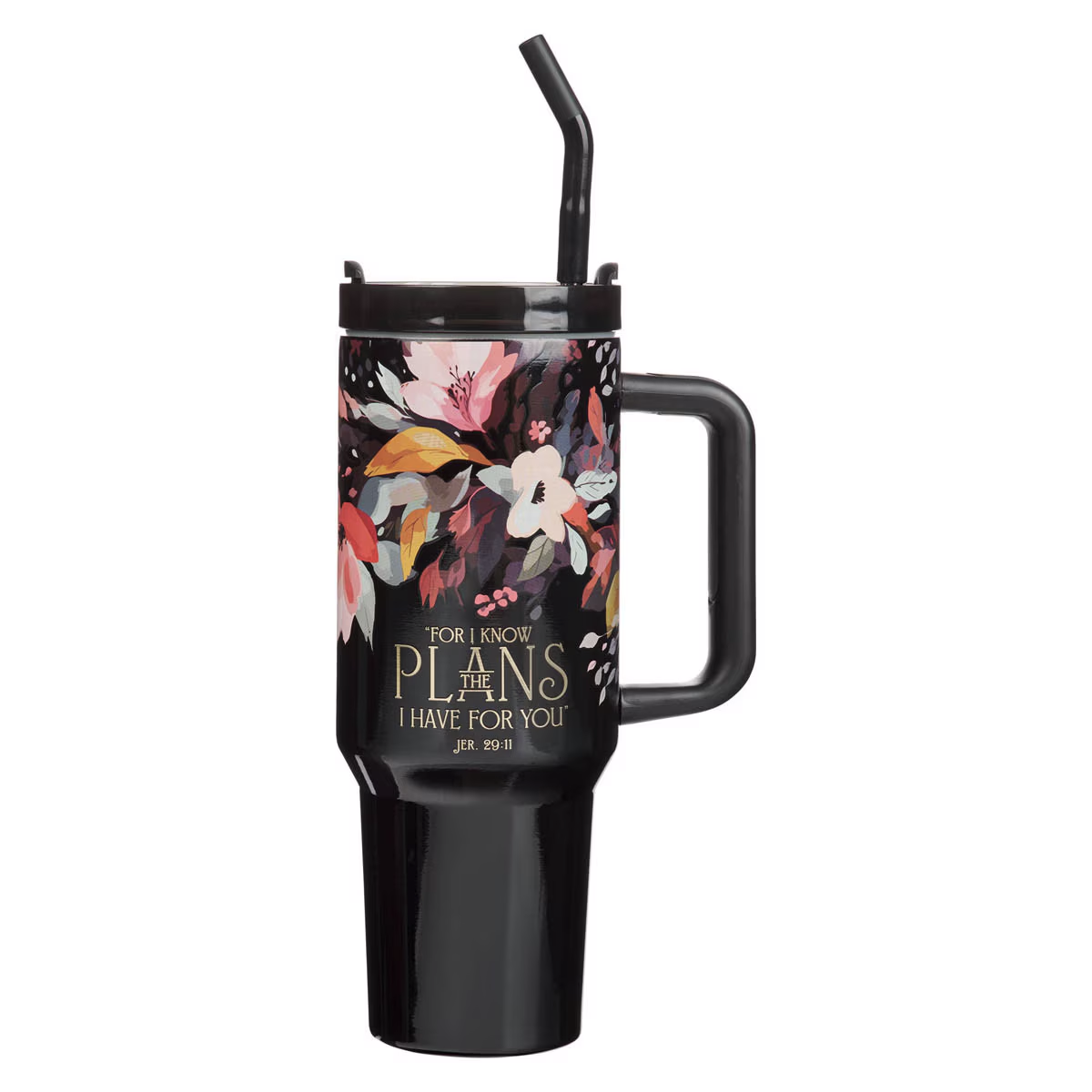 I Know The Plans Floral 40 Oz Tumbler with Reusable Straw