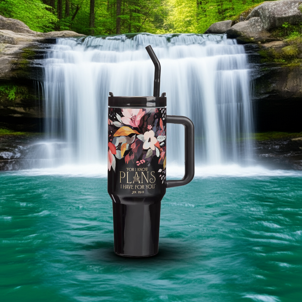 I Know The Plans Floral 40 Oz Tumbler with Reusable Straw