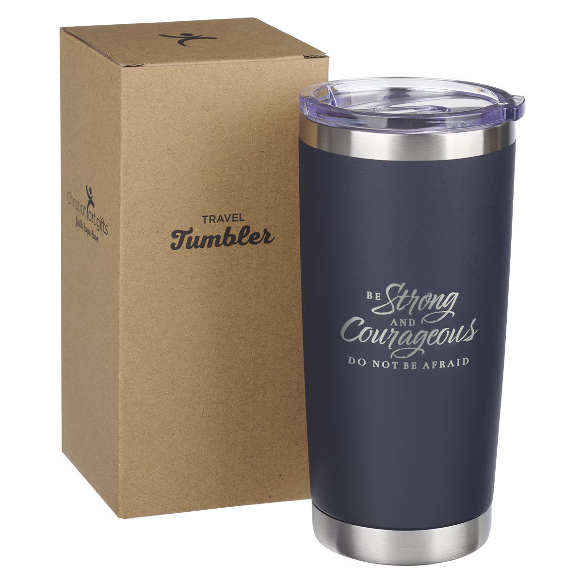 Be Strong and Courageous Scriptural Stainless Steel 18oz. Travel Tumbler - Joshua 1:9