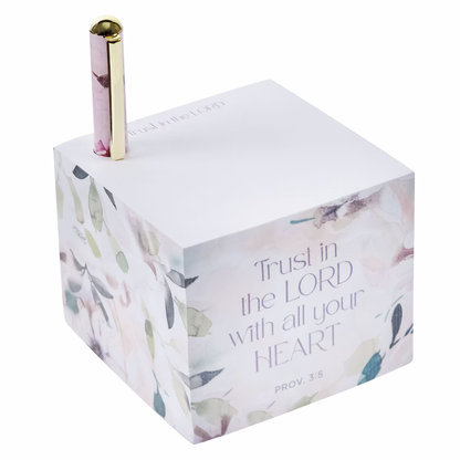 Trust in the Lord Purple Blooms JUMBO Note Block with a Pen - Proverbs 3:5