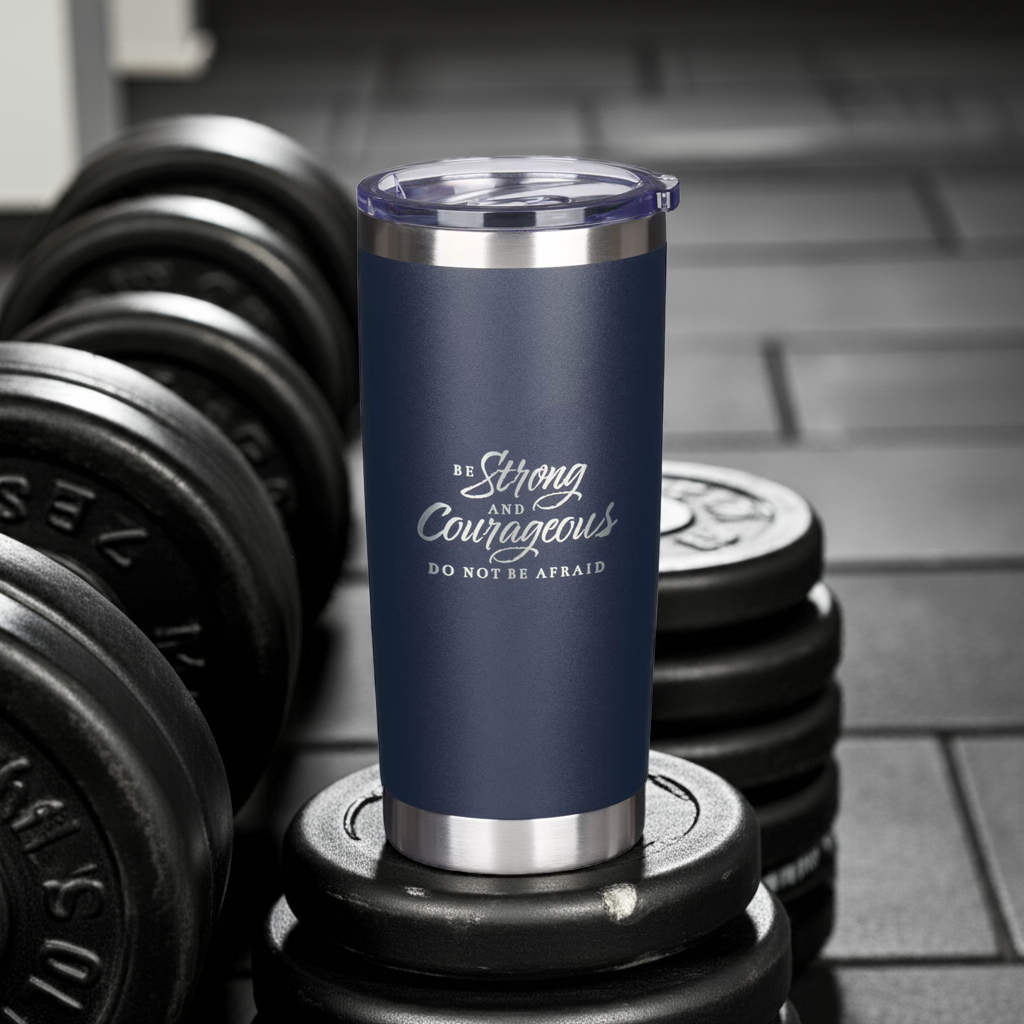 Be Strong and Courageous Scriptural Stainless Steel 18oz. Travel Tumbler - Joshua 1:9