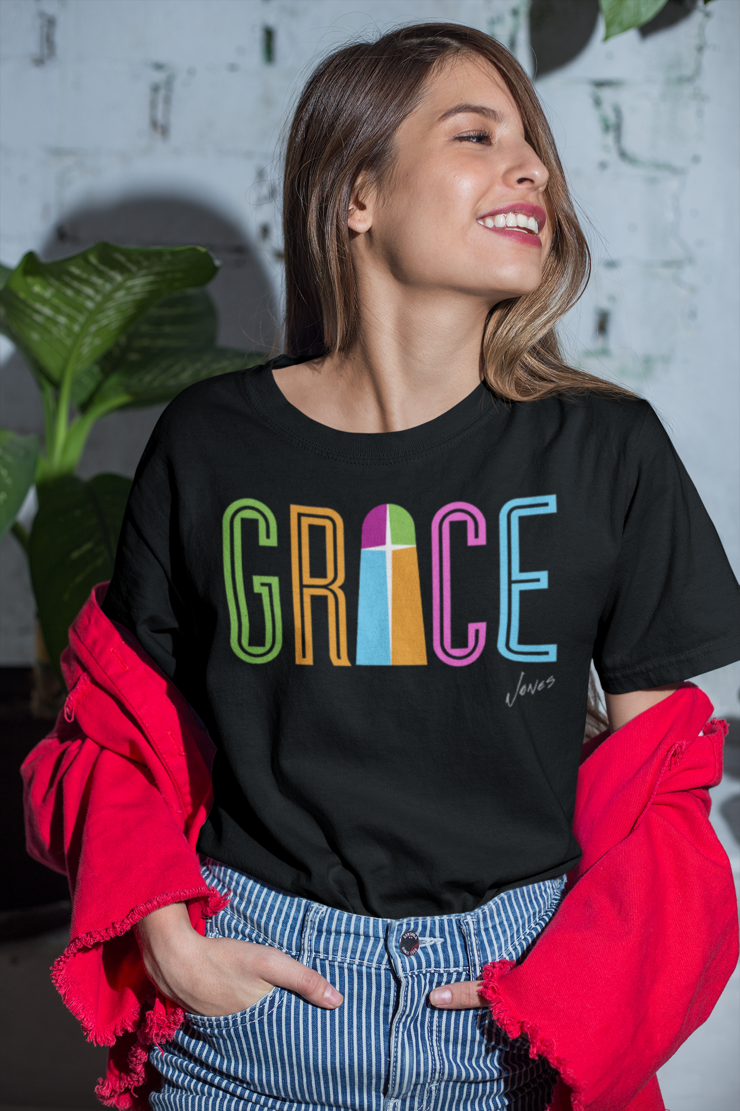 Christian t-shirt - Grace T-shirt - Premium women t-shirt design black model