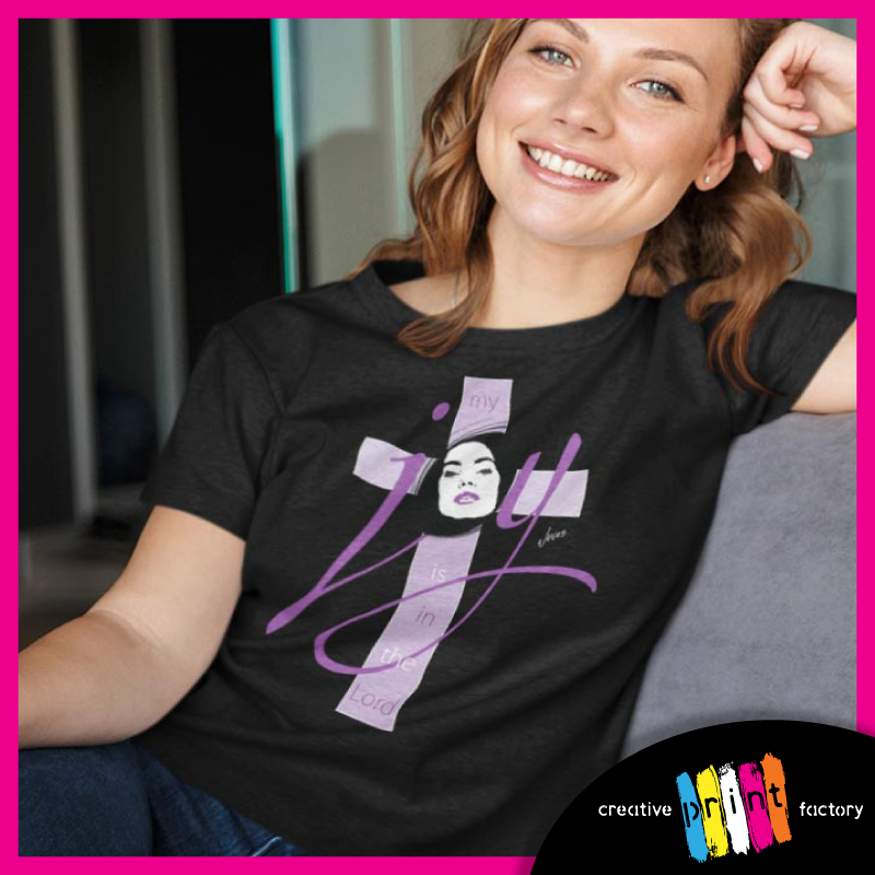 Christian message t-shirt - My Joy Is In The Lord T-shirt - Christian t-shirt design model smiling