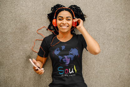  &quot;Soul of The Earth&quot; T-shirt design: A vibrant and intricate Afrocentric woman-style print adorning a 100% cotton T-shirt. The design features a beautiful portrayal of an African woman with intricate patterns and symbols, celebrating cultural heritage and embracing the soulful connection to the Earth.&quot;