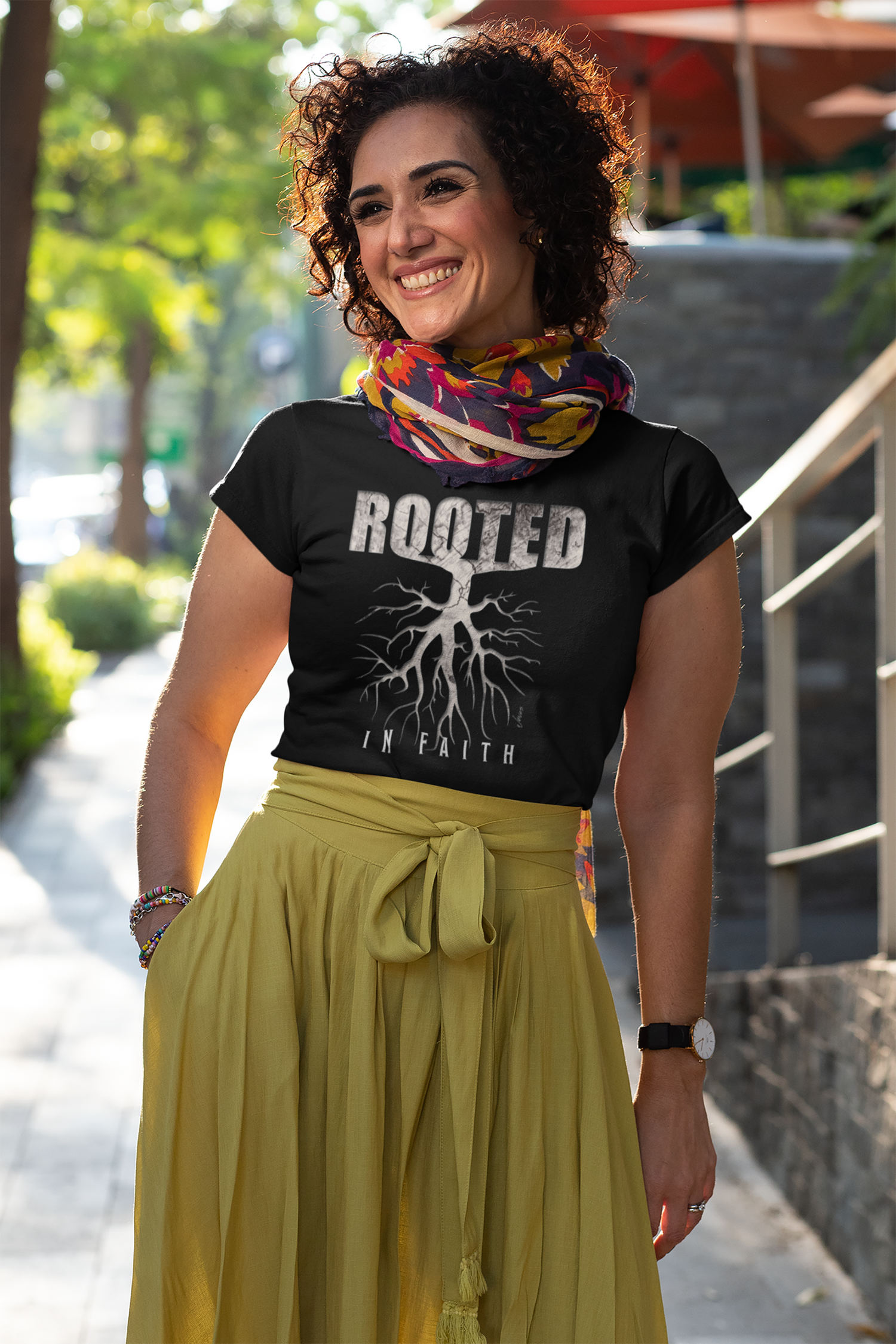 Rooted in Faith Black Cotton T-Shirt - Embrace Your Spiritual Journey in Style with this Comfortable and Meaningful Christian Apparel