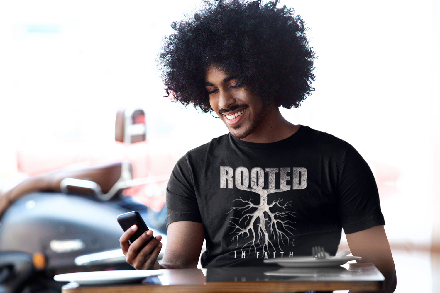 Rooted in Faith Black Cotton T-Shirt - Embrace Your Spiritual Journey in Style with this Comfortable and Meaningful Christian Apparel