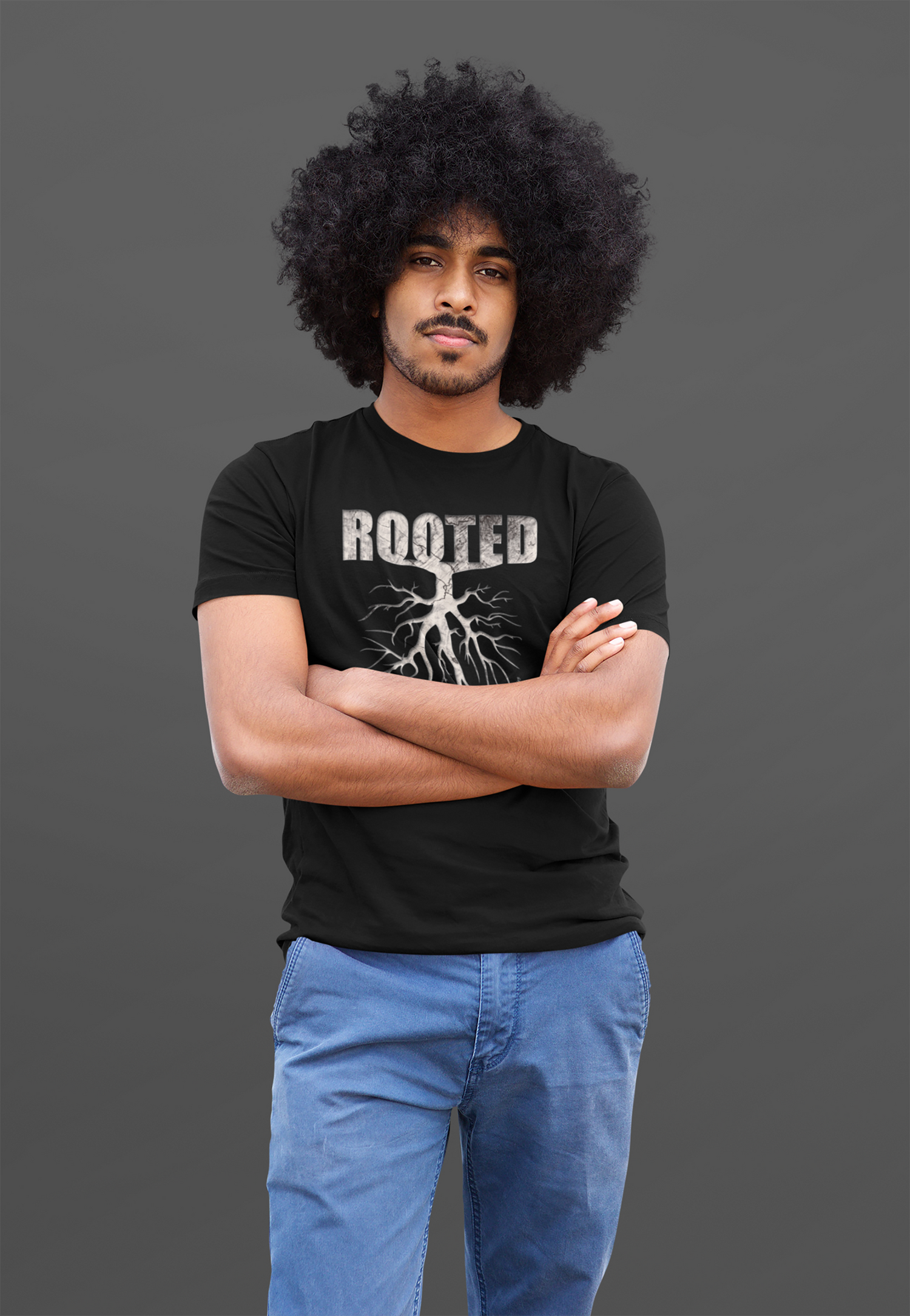 Rooted in Faith Black Cotton T-Shirt - Embrace Your Spiritual Journey in Style with this Comfortable and Meaningful Christian Apparel